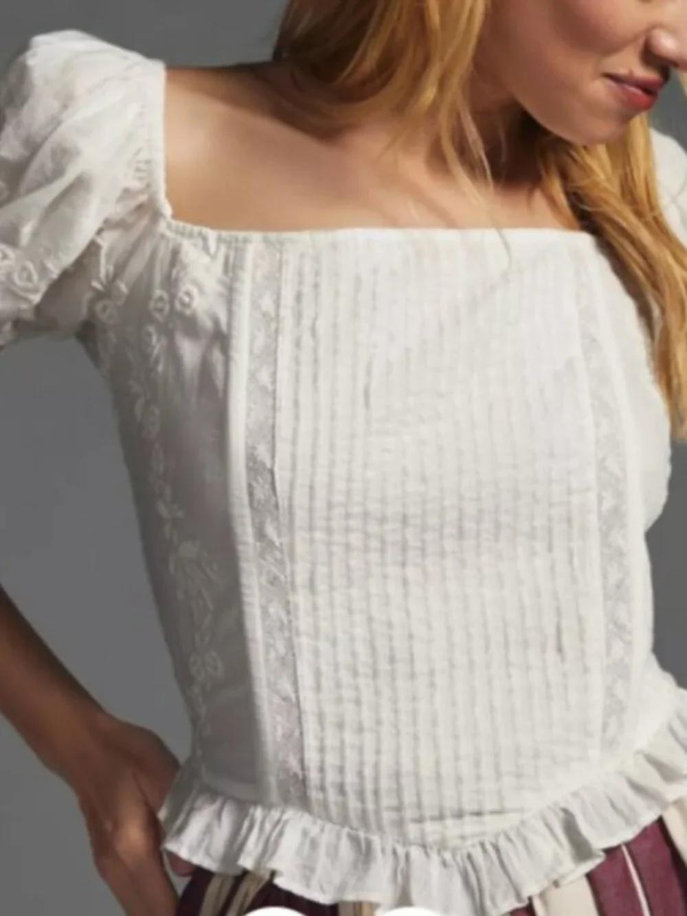 LoveShackFancy Breonna Top White Embroidered Puff Sleeve Blouse NWT Size 10